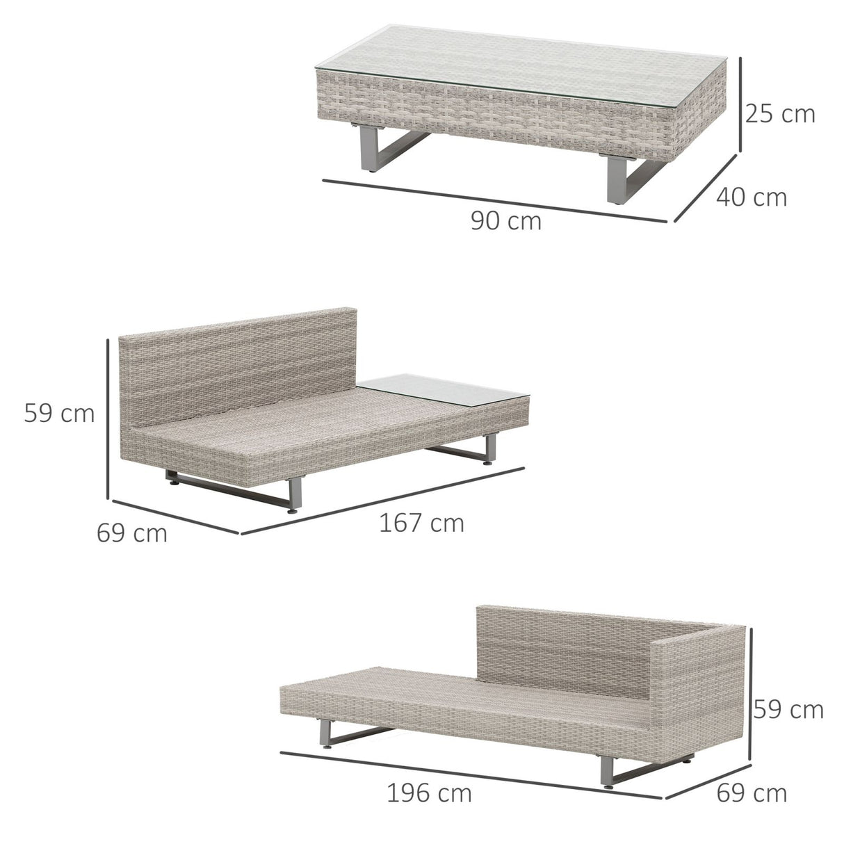 easycomfort easycomfort salotto da giardino con divano e tavolino in pe rattan grigio ean 8055776916422