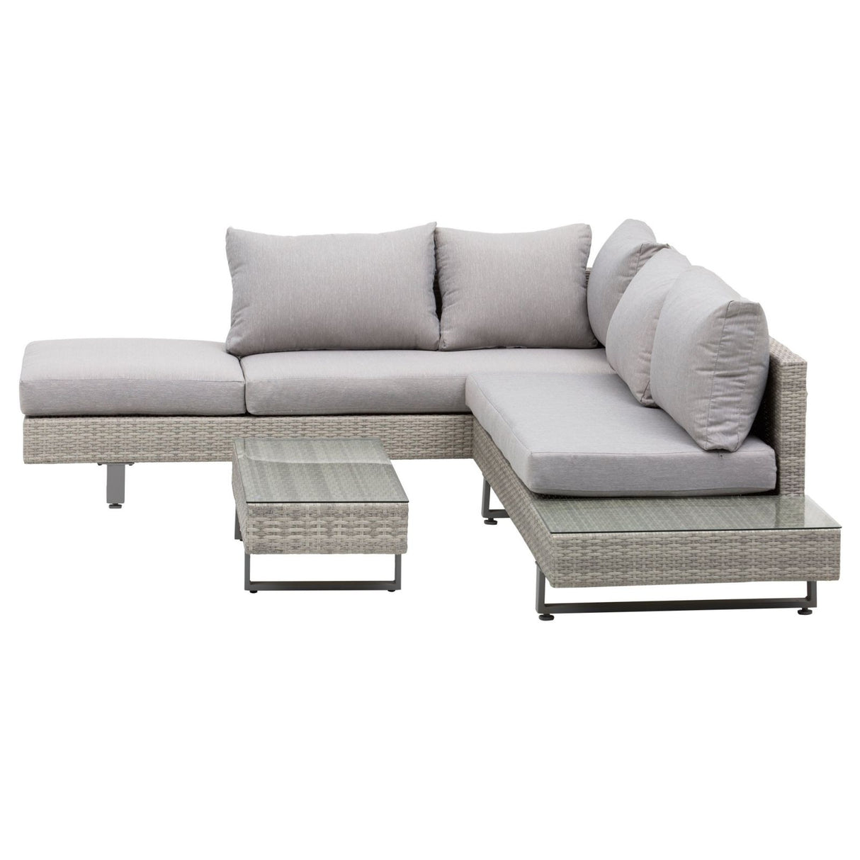 easycomfort easycomfort salotto da giardino con divano e tavolino in pe rattan grigio ean 8055776916422