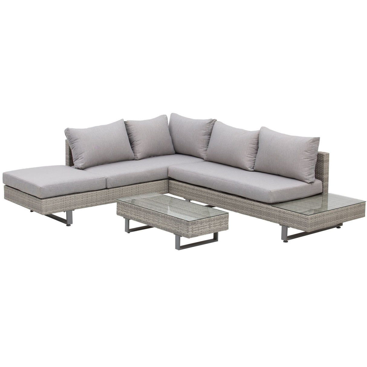 easycomfort easycomfort salotto da giardino con divano e tavolino in pe rattan grigio ean 8055776916422