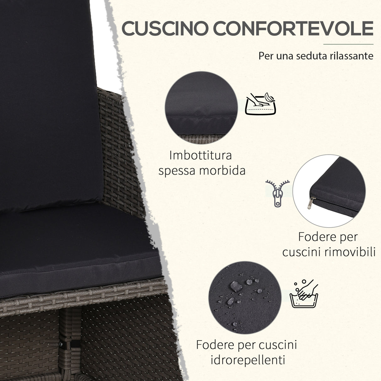 easycomfort easycomfort set mobili da giardino esterno 9 pezzi tavolo con 4 sedie 4 poggiapiedi in rattan grigio