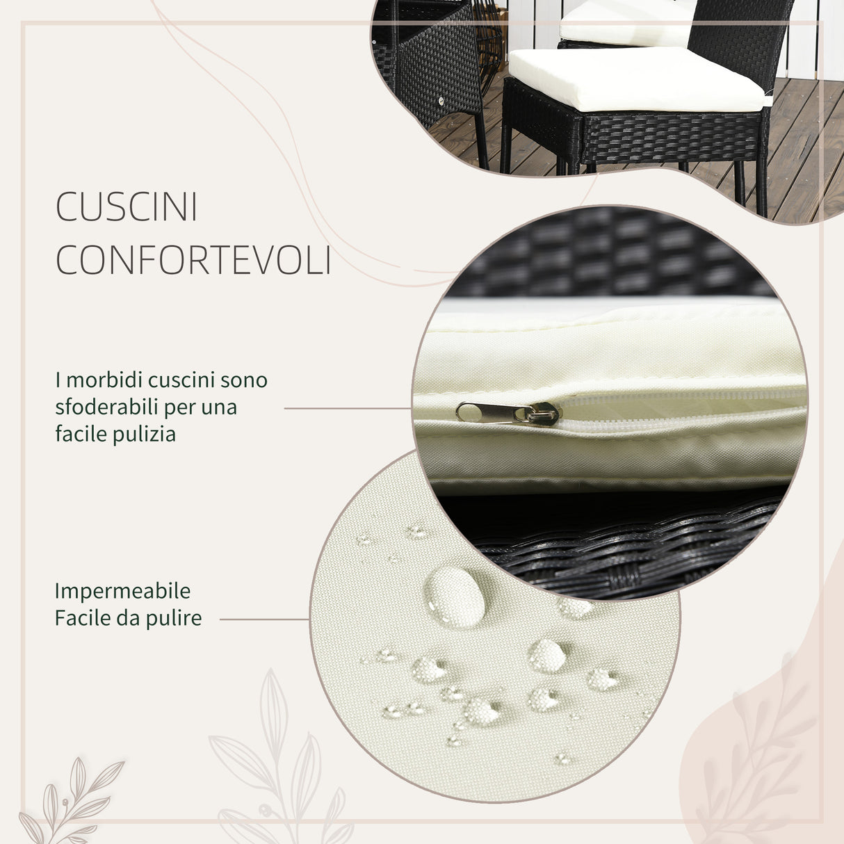easycomfort easycomfort set da giardino con tavolo e 4 sedie da esterno in acciaio e rattan pe nero