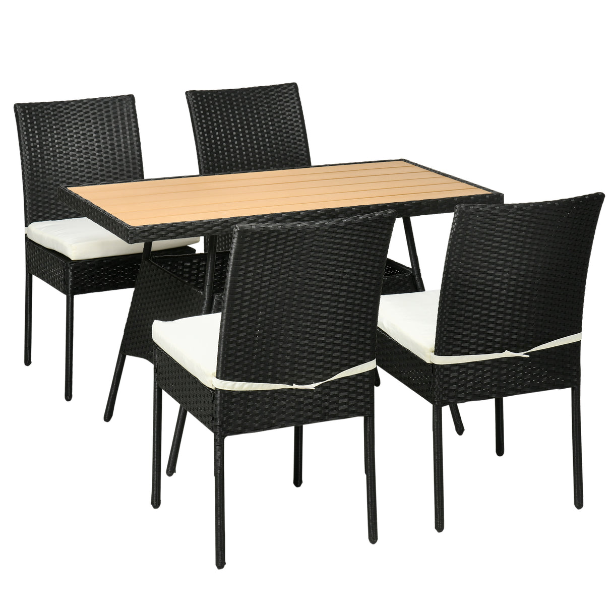 easycomfort easycomfort set da giardino con tavolo e 4 sedie da esterno in acciaio e rattan pe nero