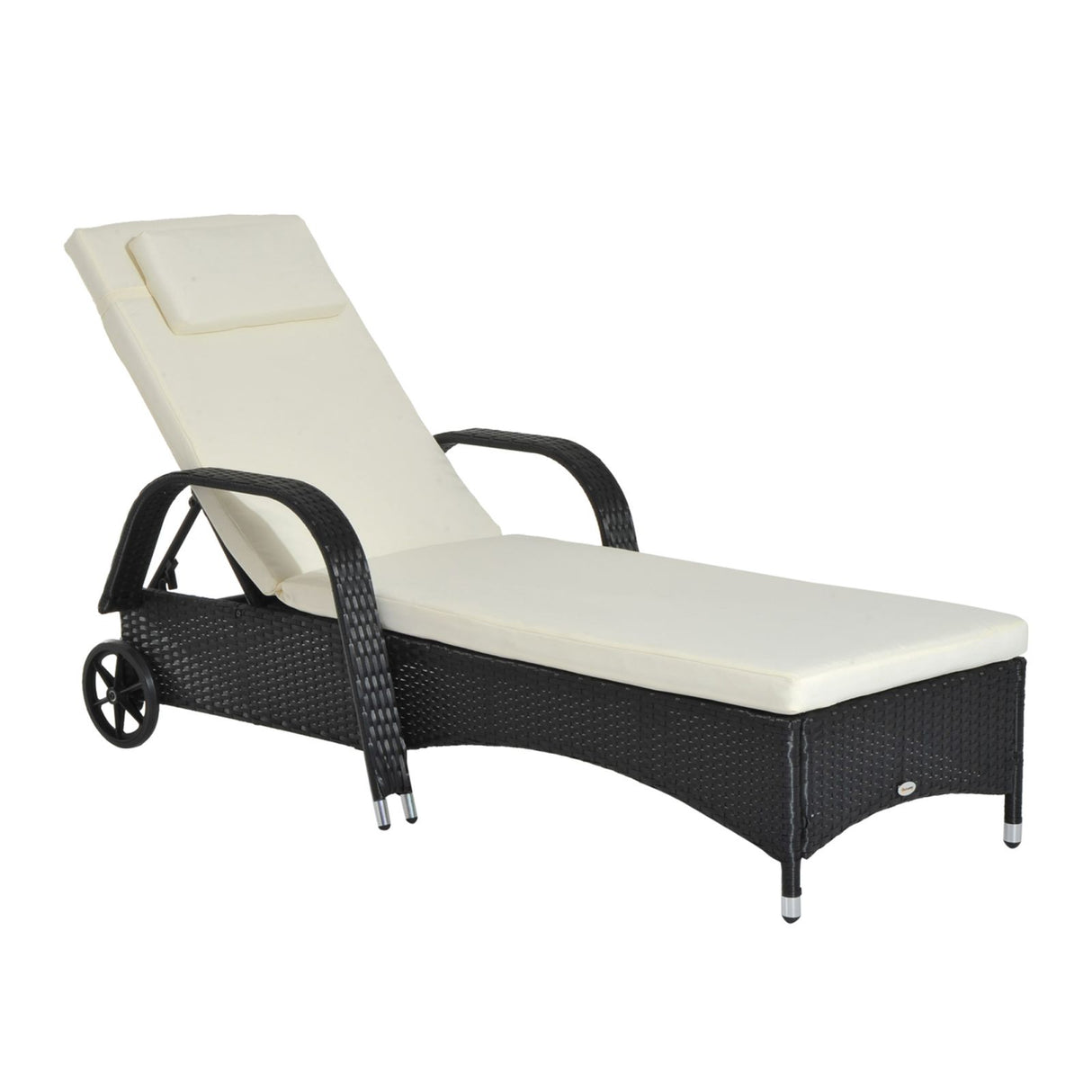 easycomfort easycomfort lettino sdraio reclinabile in pe rattan con materassino imbottito e ruote nero ean 8055776913070