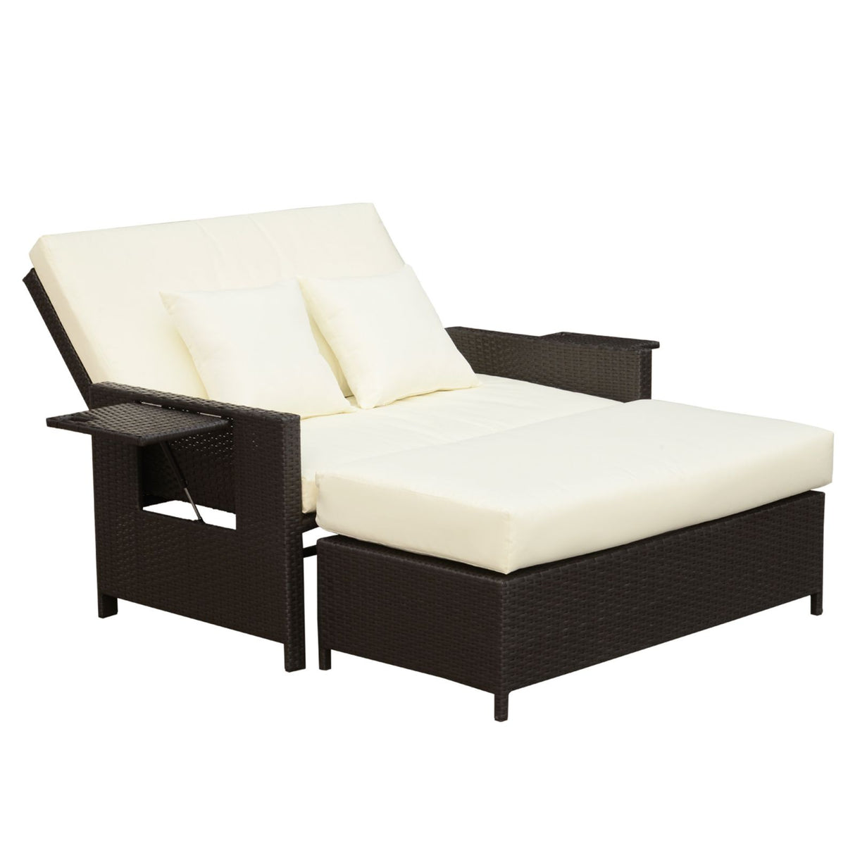 easycomfort easycomfort divanetto da giardino con panca poggiapiedi in rattan pe marrone ean 8055776916231