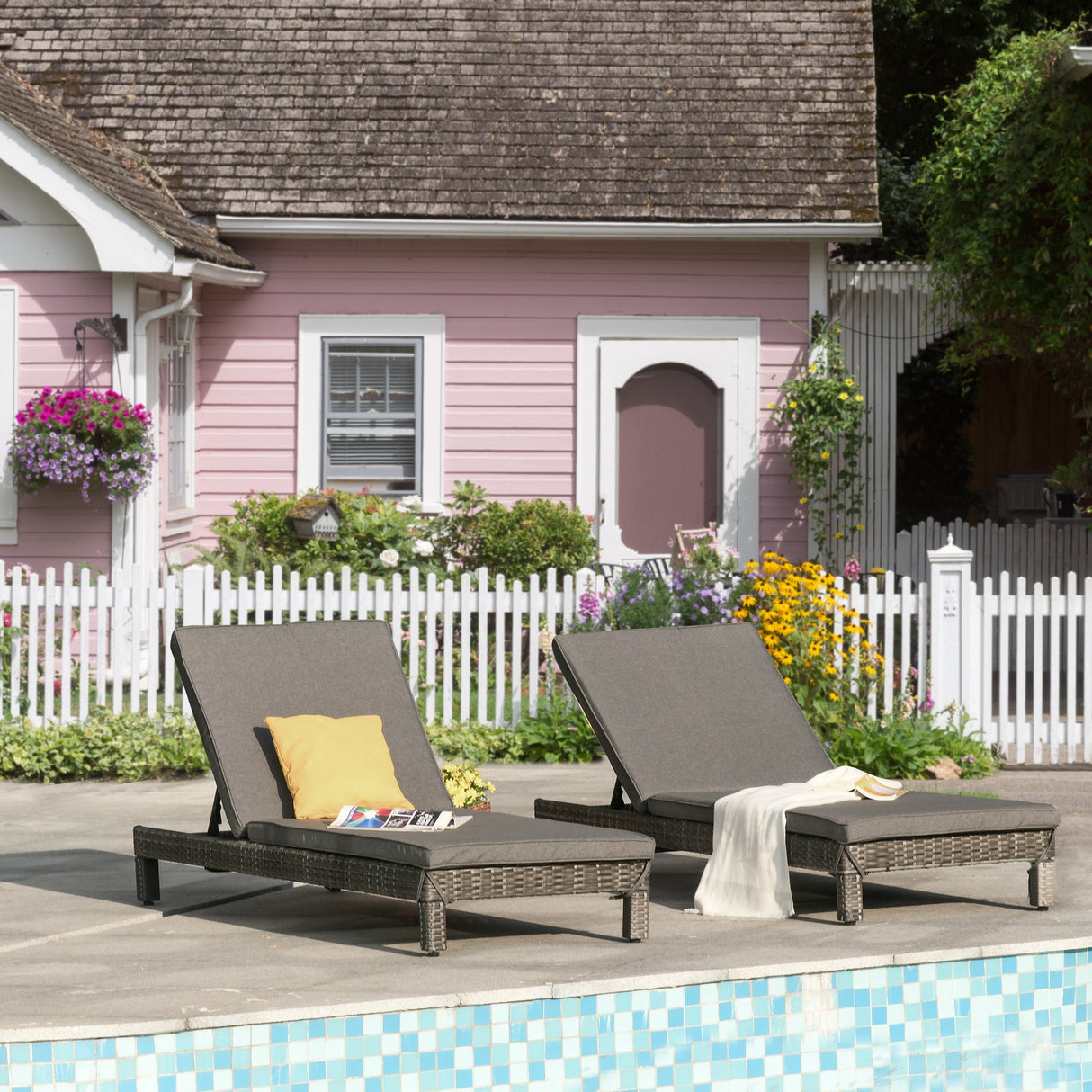 easycomfort easycomfort set 2 sdraio da giardino in pe rattan con cuscino imbottito grigio ean 8055776914077