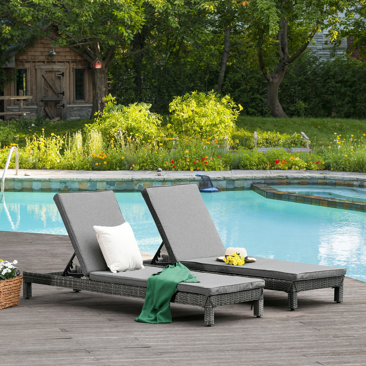 easycomfort easycomfort set 2 sdraio da giardino in pe rattan con cuscino imbottito grigio ean 8055776914077