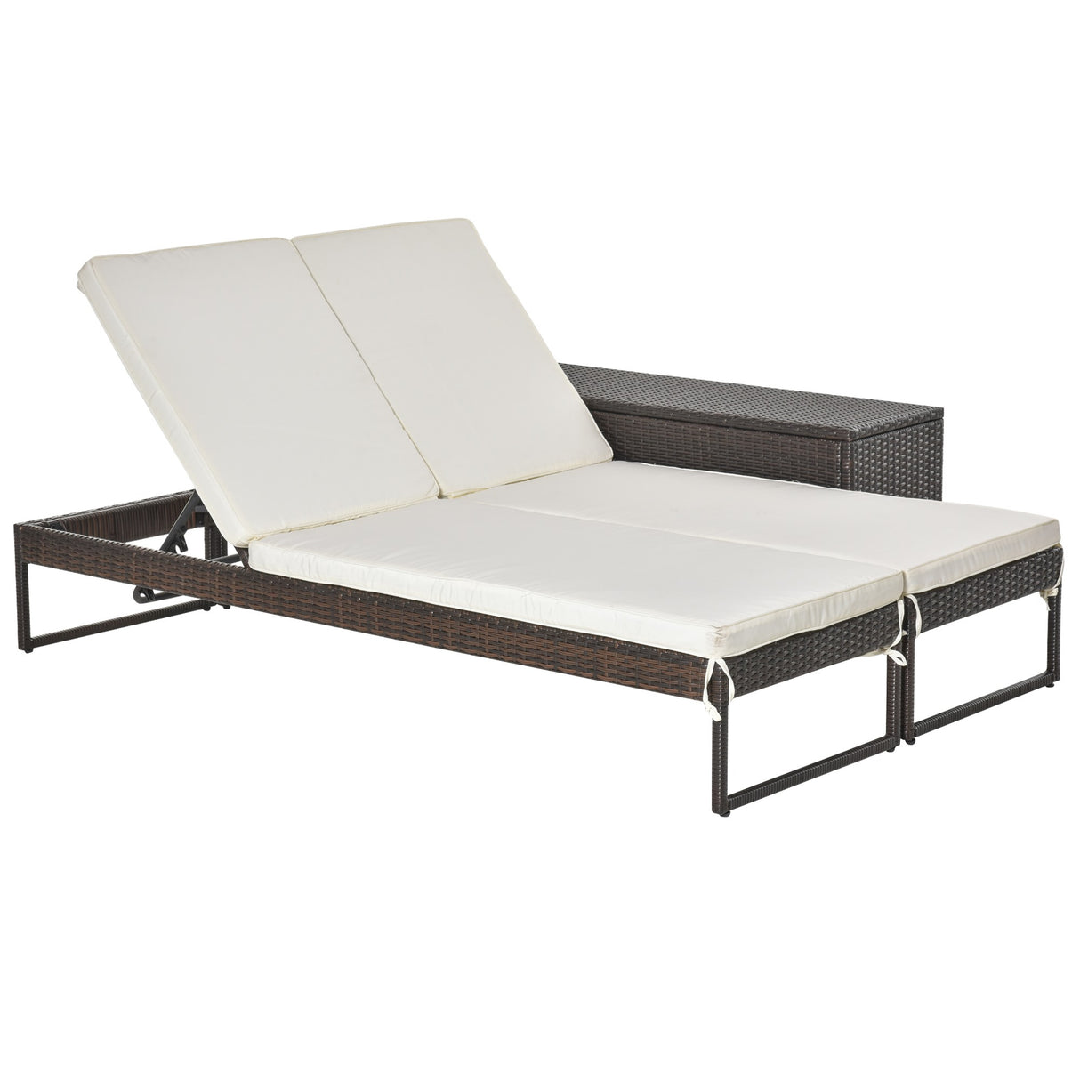 easycomfort easycomfort set 2 lettini prendisole con tavolino in pe rattan marrone