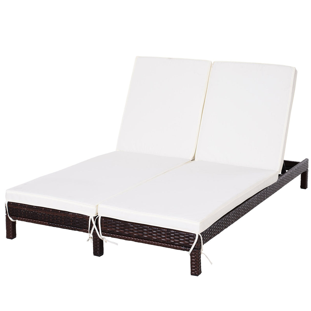 easycomfort easycomfort lettino sdraio prendisole a 2 posti in pe rattan marrone con materassino bianco ean 8055776914992