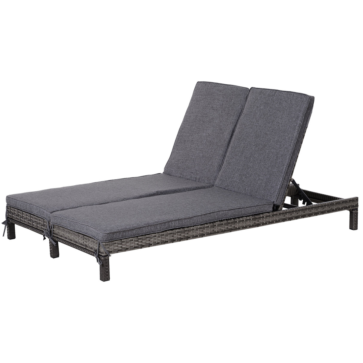 easycomfort easycomfort lettino sdraio prendisole a 2 posti in pe rattan con materassino grigio ean 8055776915005