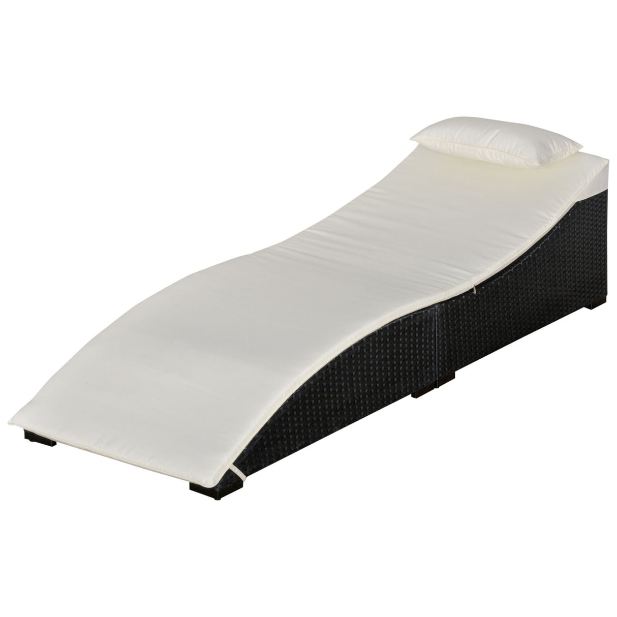 easycomfort easycomfort lettino sdraio prendisole pieghevole in pe rattan nero con materassino bianco crema ean 8055776915807