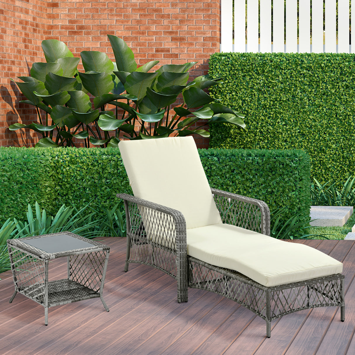 easycomfort easycomfort mobili da giardino set in rattan con sdraio da giardino regolabile e tavolino a 2 livelli