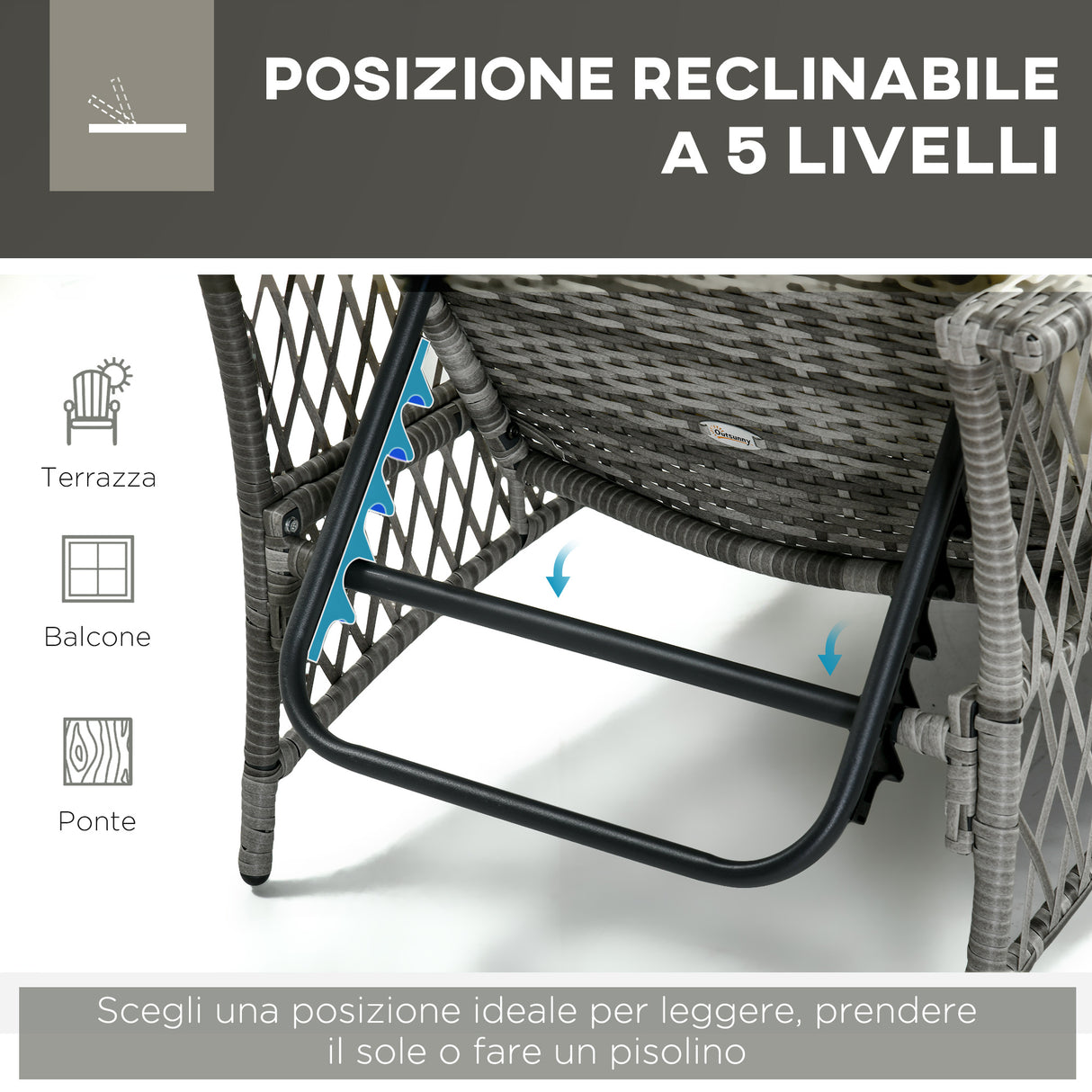 easycomfort easycomfort mobili da giardino set in rattan con sdraio da giardino regolabile e tavolino a 2 livelli
