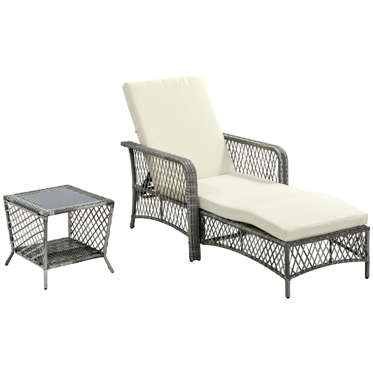easycomfort easycomfort mobili da giardino set in rattan con sdraio da giardino regolabile e tavolino a 2 livelli