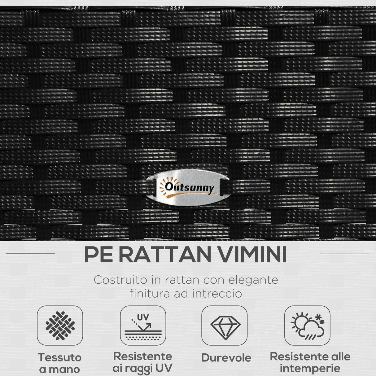 easycomfort easycomfort salotto da giardino in pe rattan con tavolino 2 poltrone e divano con cuscini nero ean 8054144139326