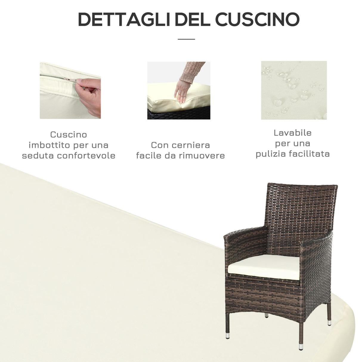 easycomfort easycomfort set poltroncine da giardino in rattan con tavolino marrone ean 8054144139555