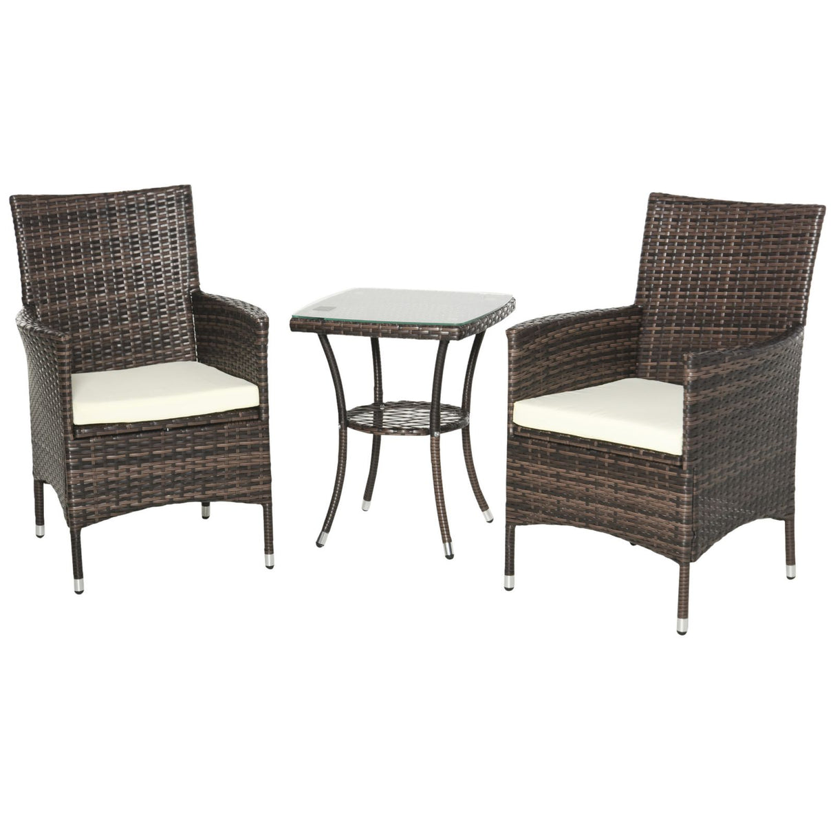 easycomfort easycomfort set poltroncine da giardino in rattan con tavolino marrone ean 8054144139555