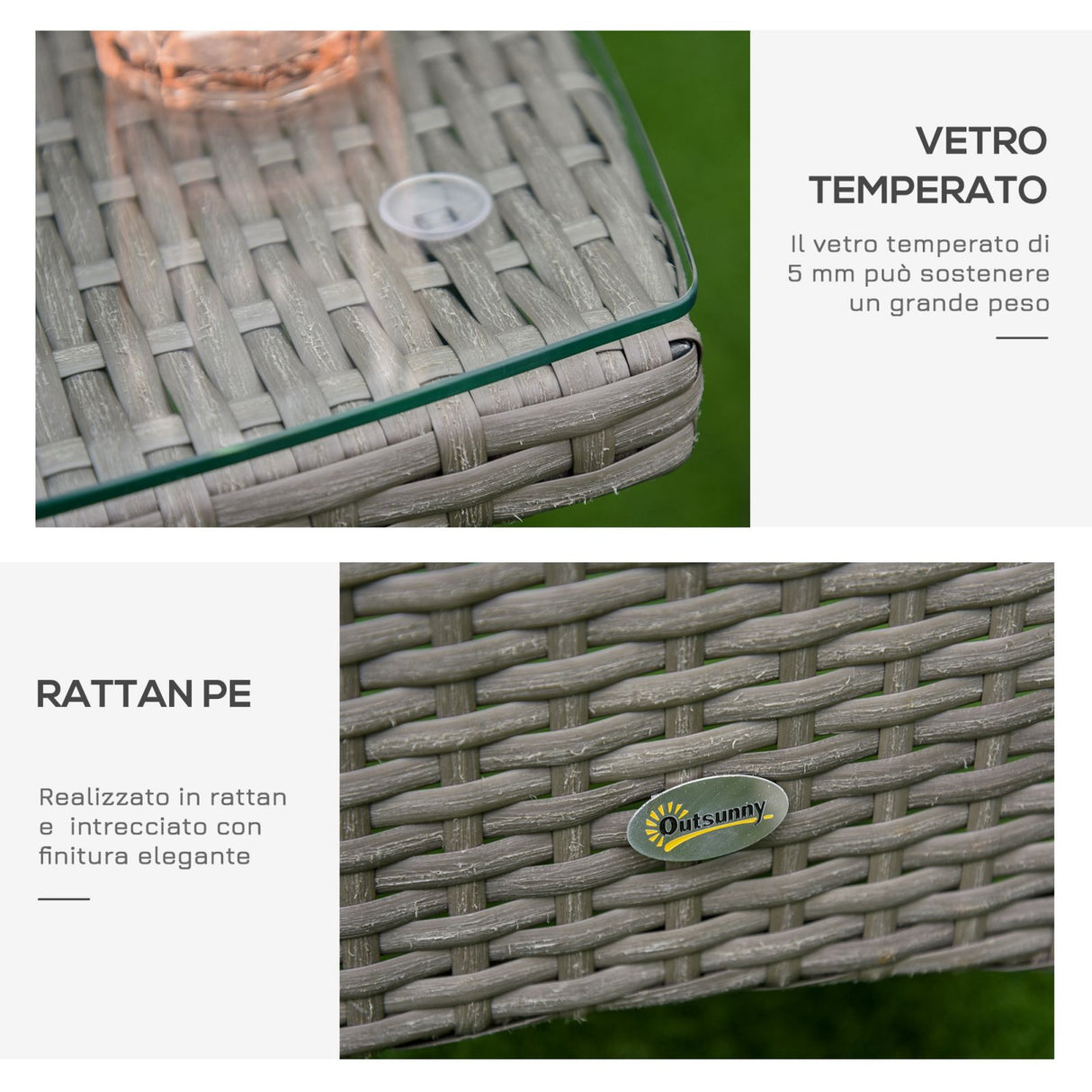 easycomfort easycomfort set tavolino e sedie da esterno in rattan pe grigio ean 8054144139562