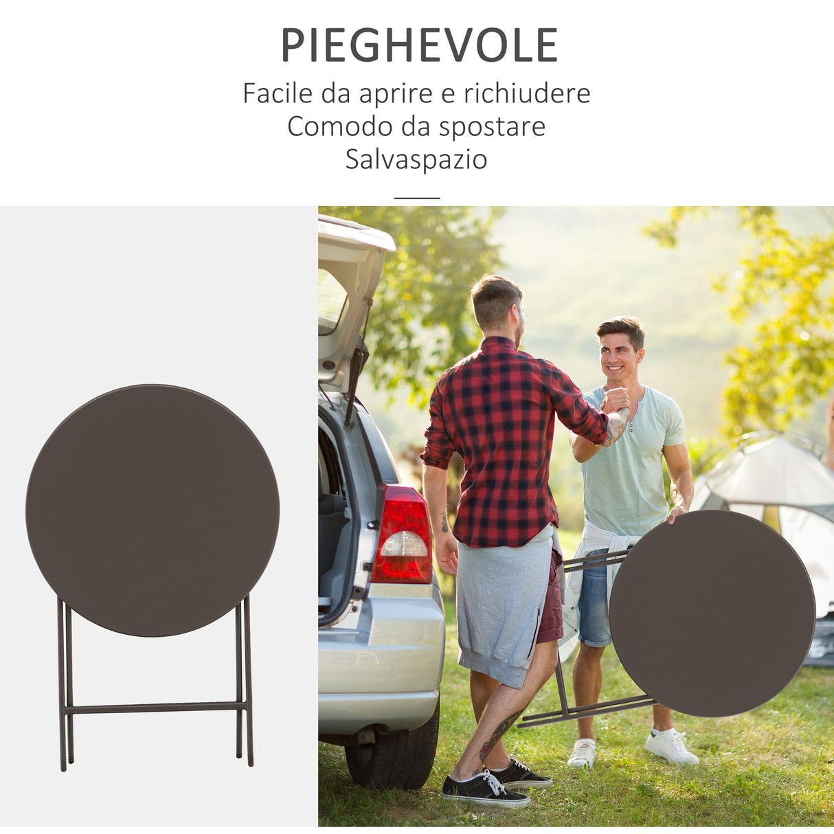 easycomfort easycomfort tavolino con sedie pieghevoli in acciaio marrone per balcone terrazzo giardino ean 8055776911694