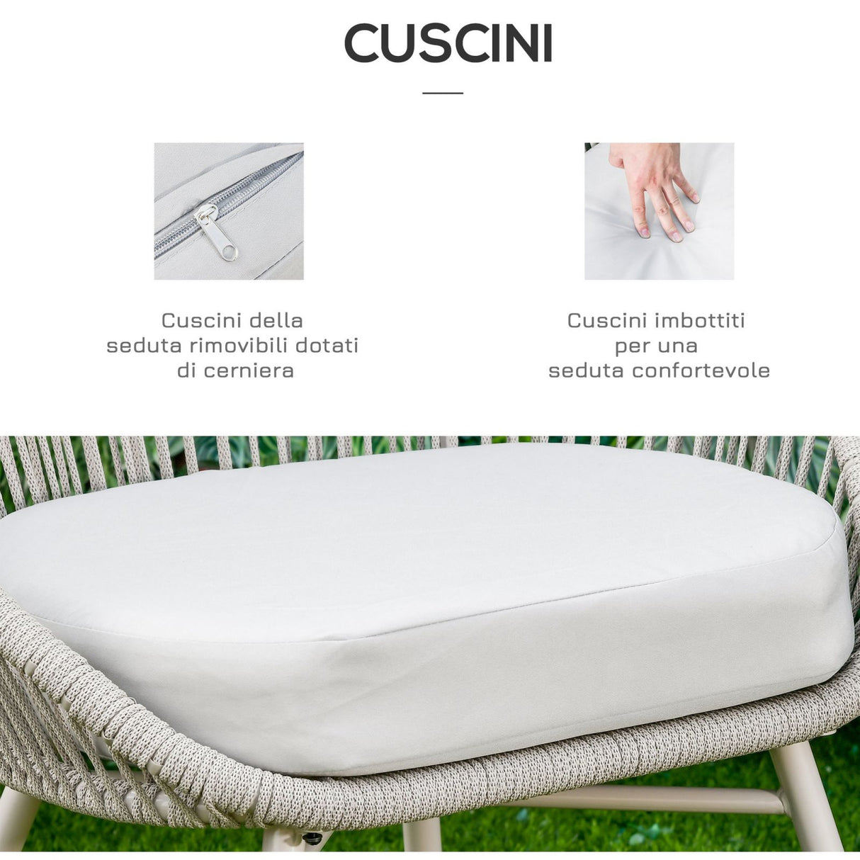 easycomfort easycomfort set poltroncine da giardino intrecciate in pe rattan con tavolino bianco crema ean 8055776915173