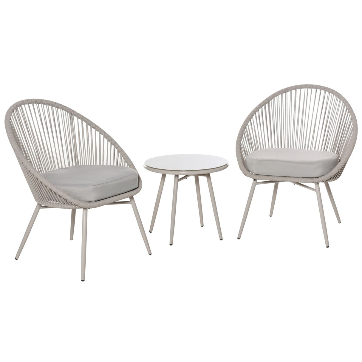 easycomfort easycomfort set poltroncine da giardino intrecciate in pe rattan con tavolino bianco crema ean 8055776915173