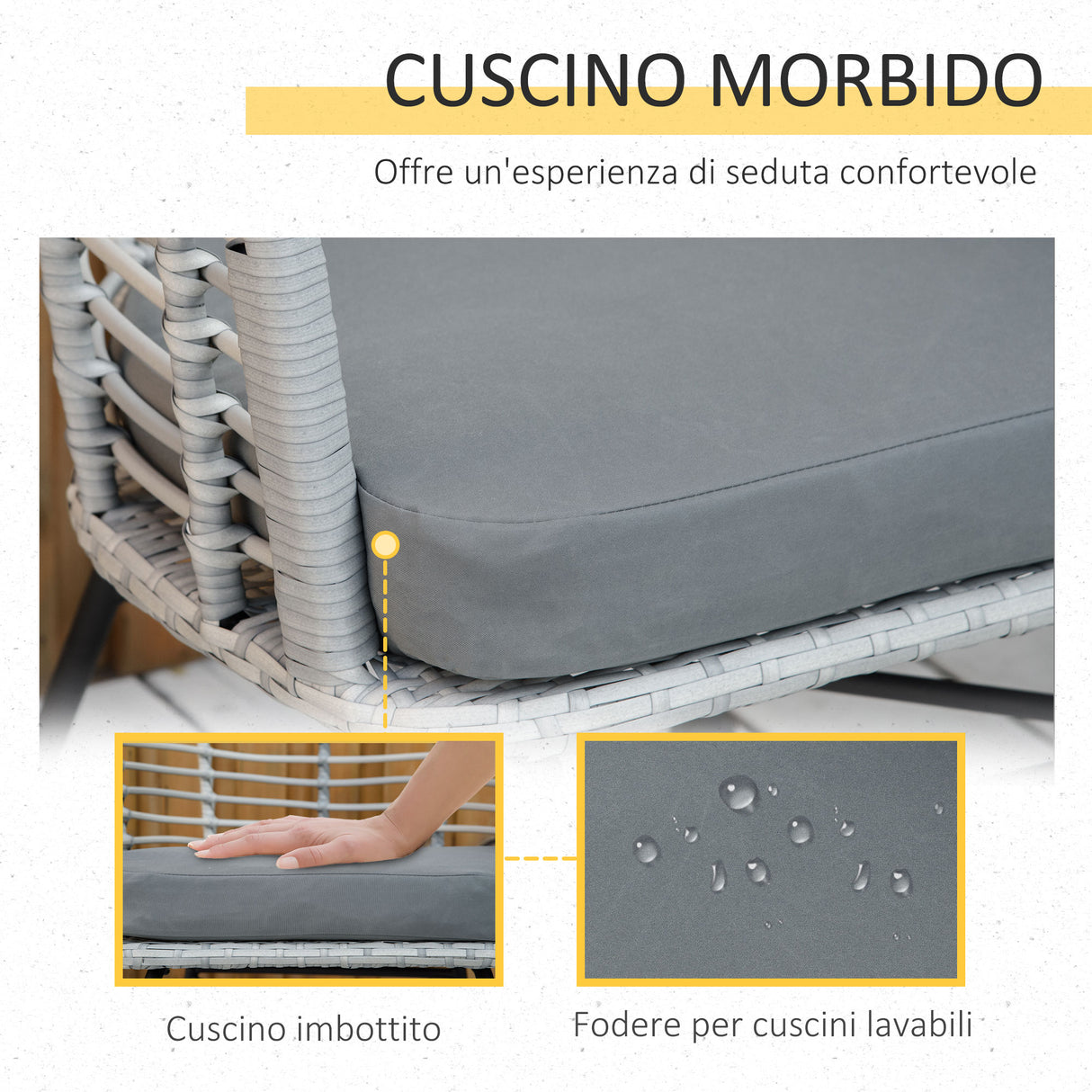 easycomfort easycomfort set 3pz mobili da giardino in rattan sintetico con 1 tavolino e 2 sedie grigio