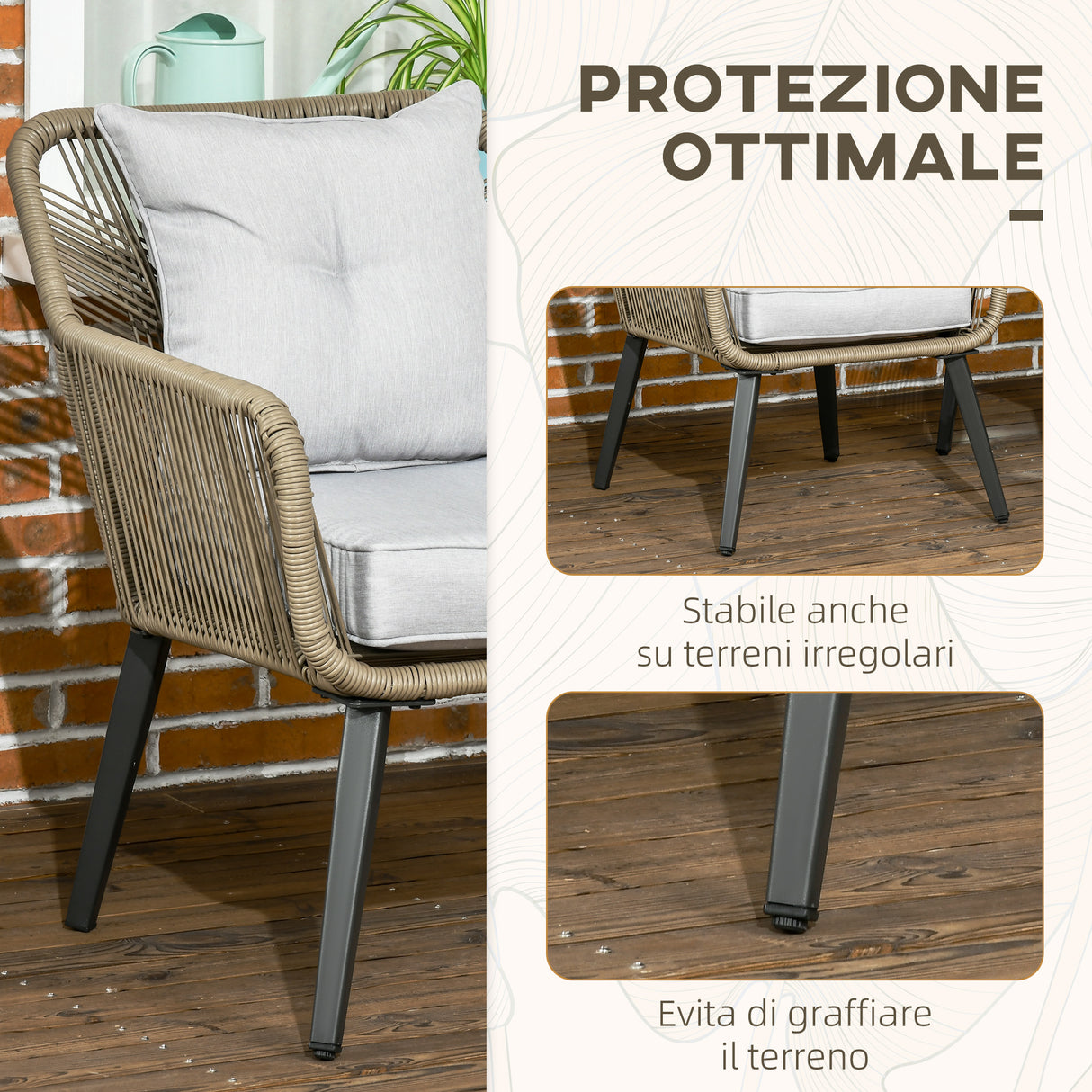 easycomfort easycomfort set tavolino e sedie da giardino 3 pezzi in rattan pe e acciaio con 2 sedie moderne e 1 tavolino da caffe