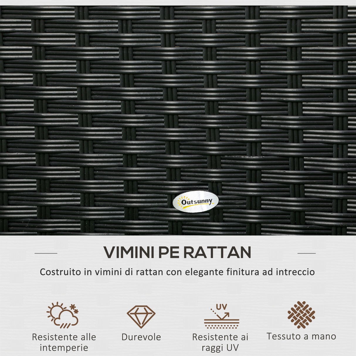 easycomfort easycomfort baule da giardino in rattan e acciaio con coperchio 95x60x53cm nero