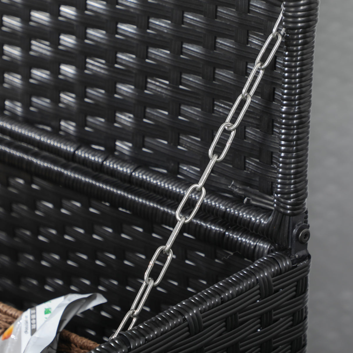 easycomfort easycomfort baule da giardino in rattan e acciaio con coperchio 95x60x53cm nero