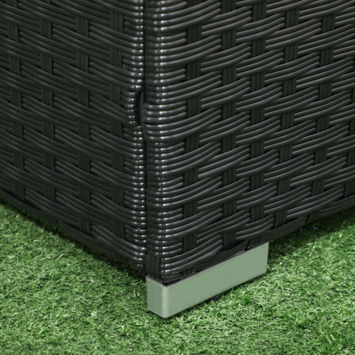 easycomfort easycomfort baule da giardino in rattan e acciaio con coperchio 95x60x53cm nero