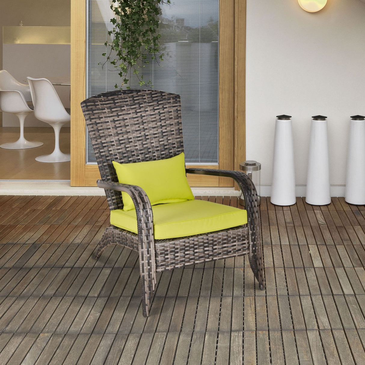 easycomfort easycomfort poltrona da giardino in pe rattan con braccioli e cuscini imbottiti grigia e verde