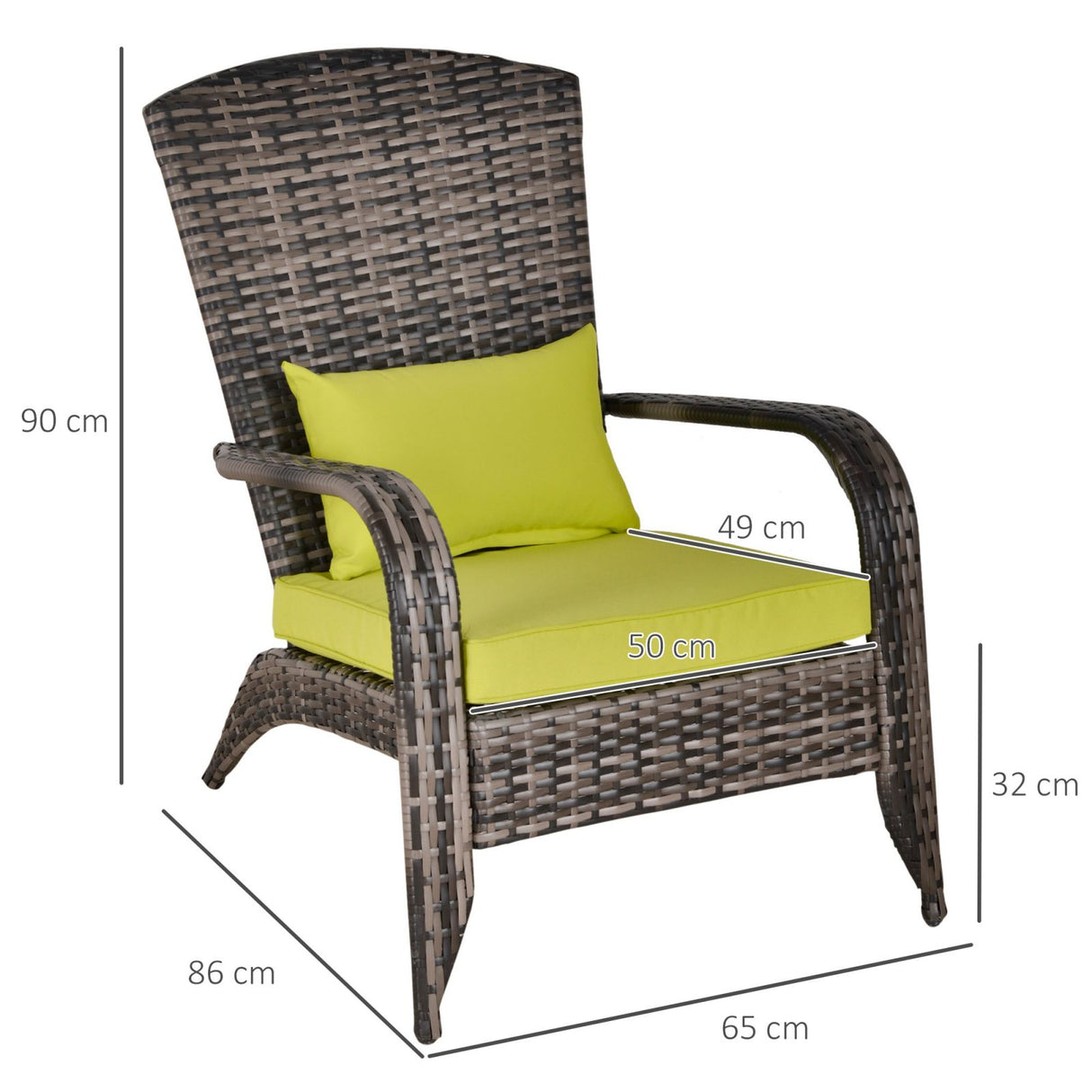 easycomfort easycomfort poltrona da giardino in pe rattan con braccioli e cuscini imbottiti grigia e verde
