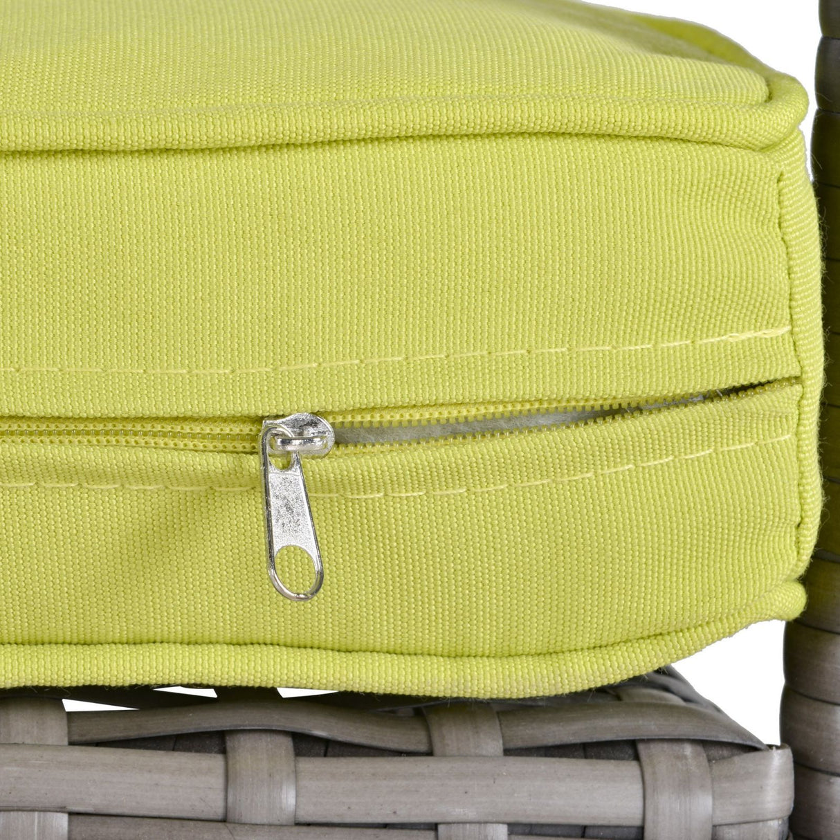 easycomfort easycomfort poltrona da giardino in pe rattan con braccioli e cuscini imbottiti grigia e verde