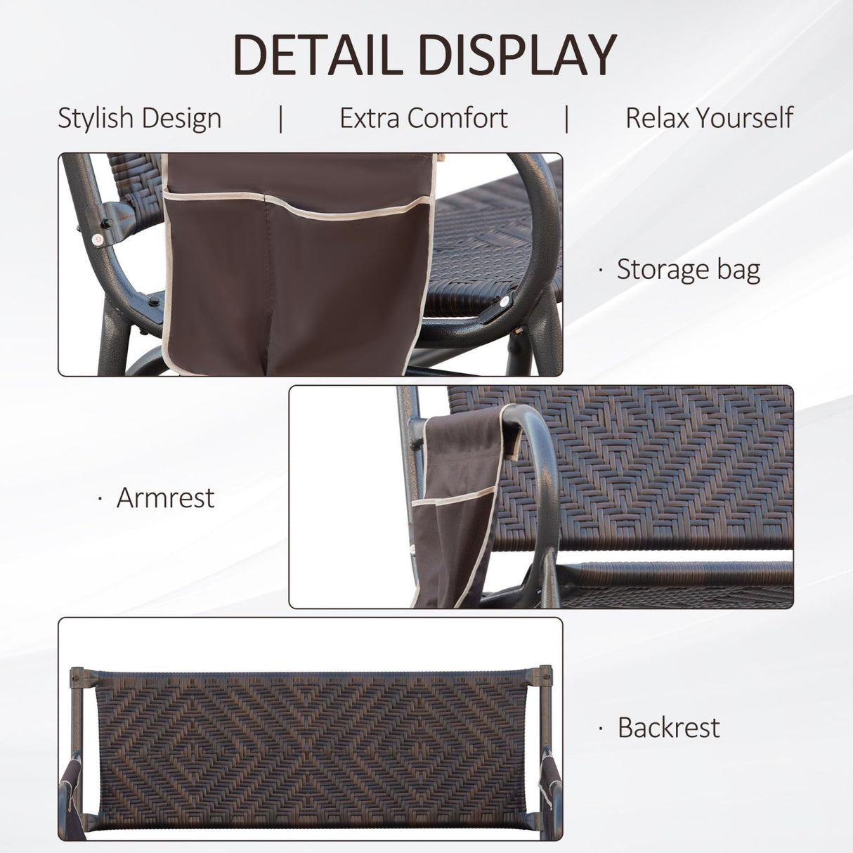 easycomfort easycomfort panchina a dondolo da giardino 2 posti in rattan con tasche laterali ean 8055776914046