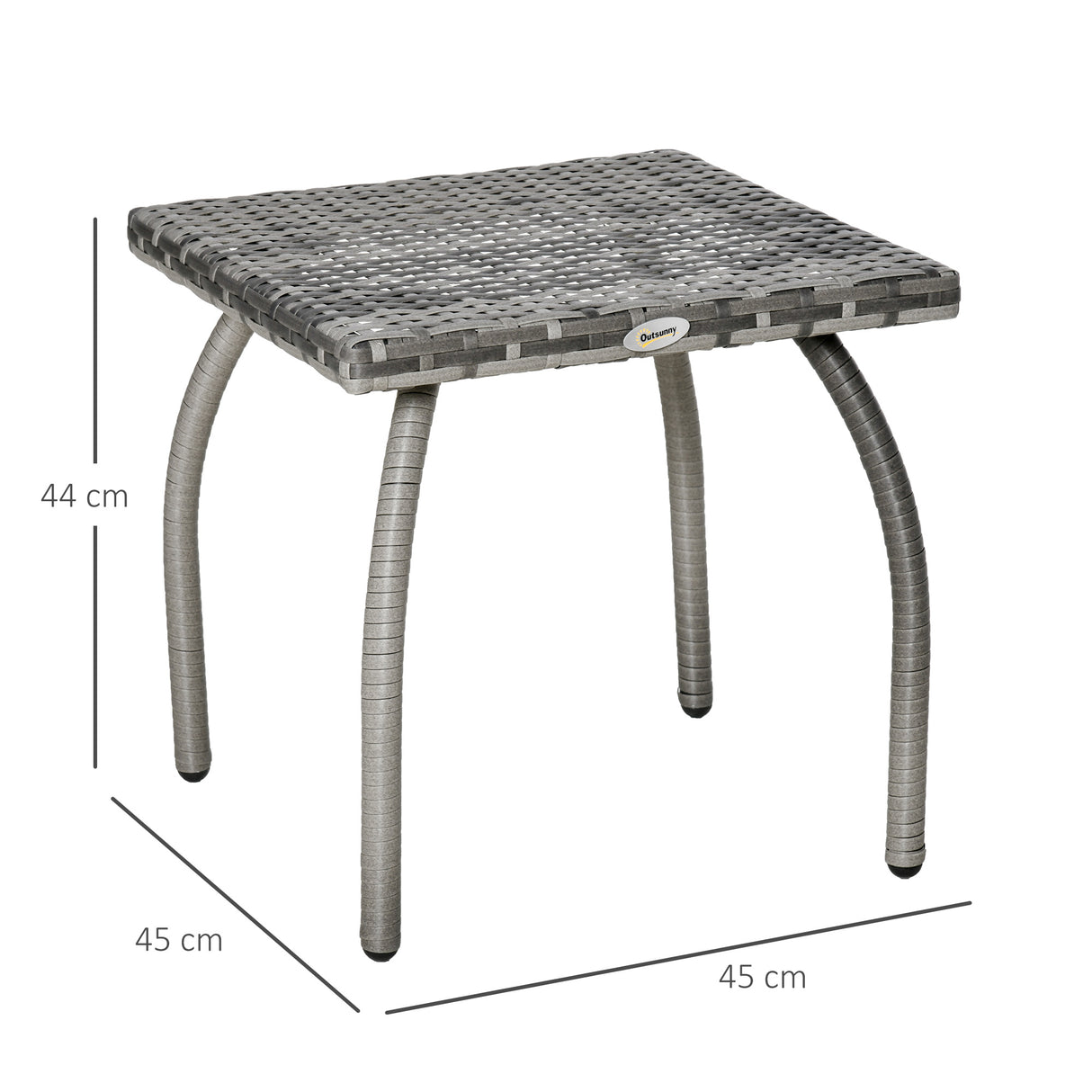 easycomfort easycomfort tavolino in rattan sintetico da esterno giardino terrazzo impermeabile grigio 45x45x44cm ean 8054111847230