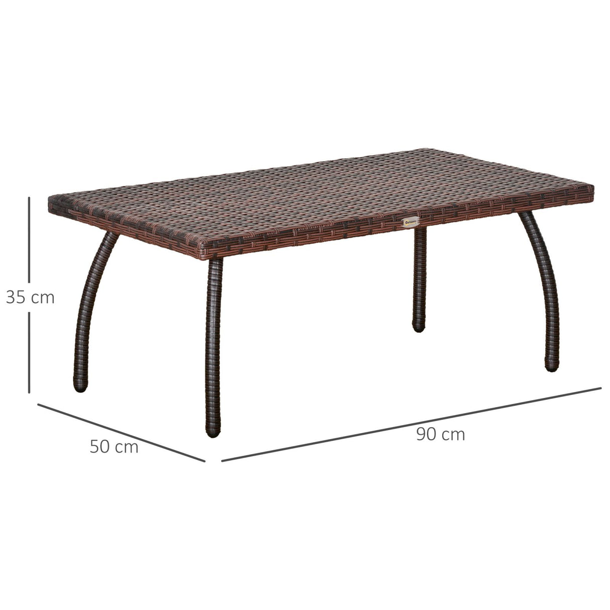 easycomfort easycomfort tavolino in rattan sintetico da esterno giardino terrazzo impermeabile marrone 90x50x35cm ean 8054144135458