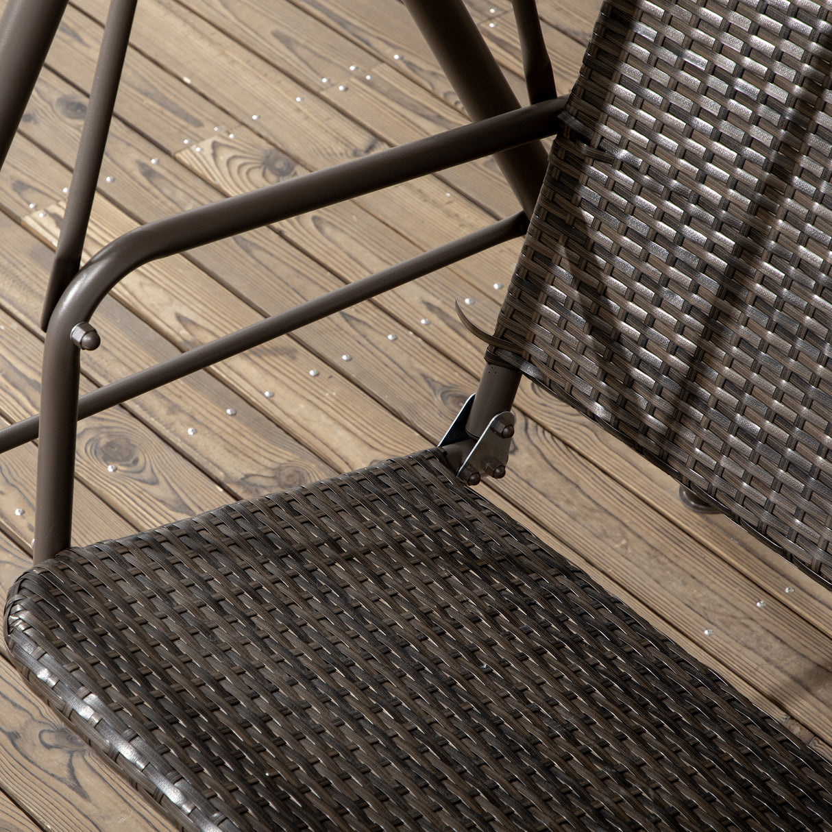 easycomfort easycomfort dondolo da giardino 3 posti con tettuccio regolabile in rattan pe e acciaio 167x112x153cm