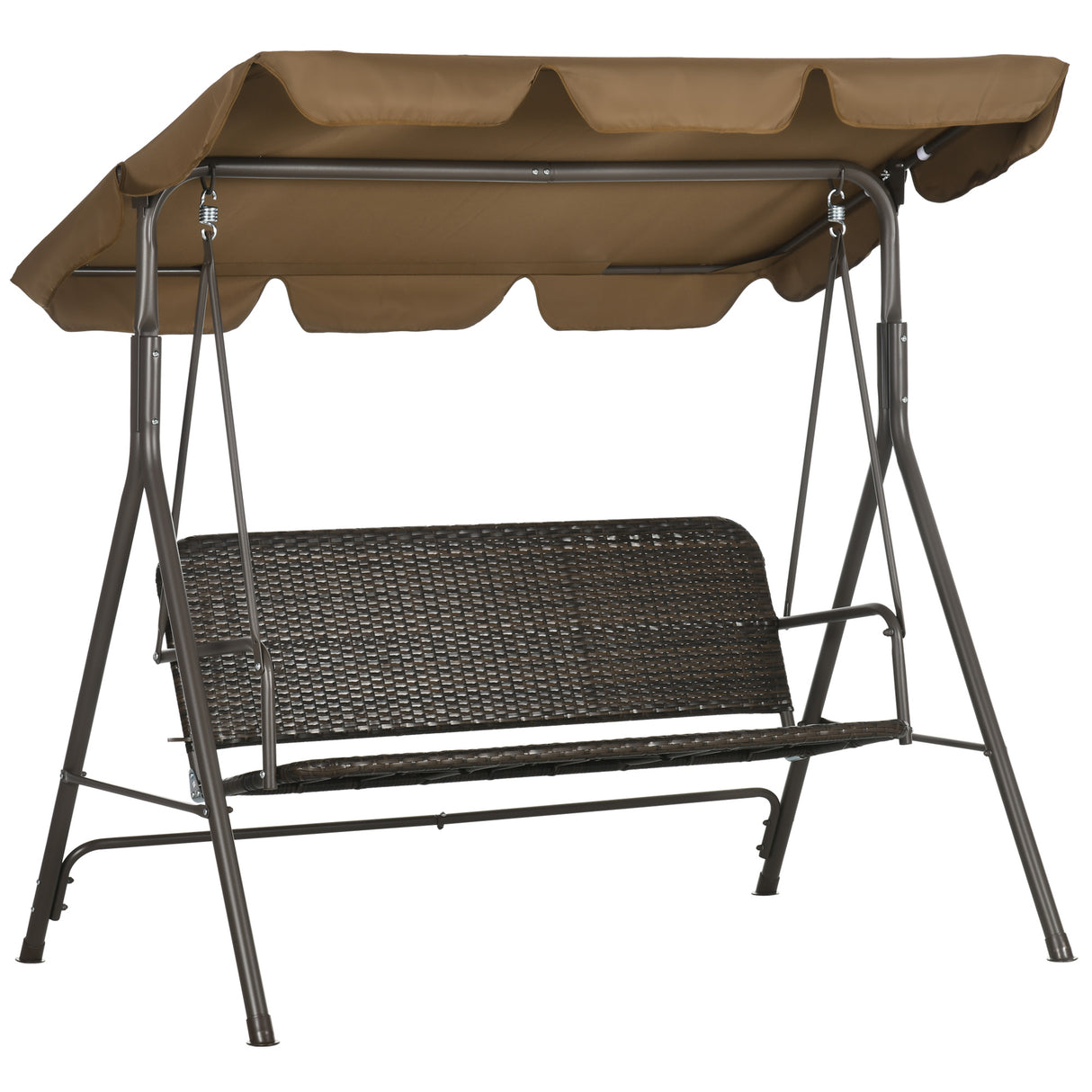 easycomfort easycomfort dondolo da giardino 3 posti con tettuccio regolabile in rattan pe e acciaio 167x112x153cm