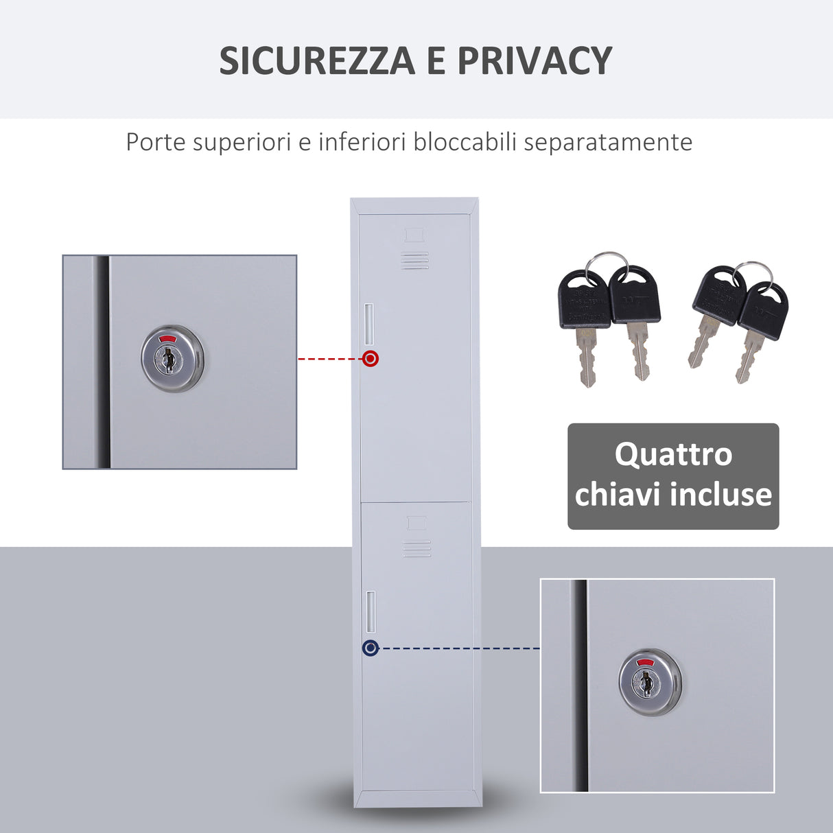 easycomfort easycomfort armadietto guardaroba in acciaio 4 ripiani 2 porte con chiusura di sicurezza grigio 38x46x180cm ean 8054111847179