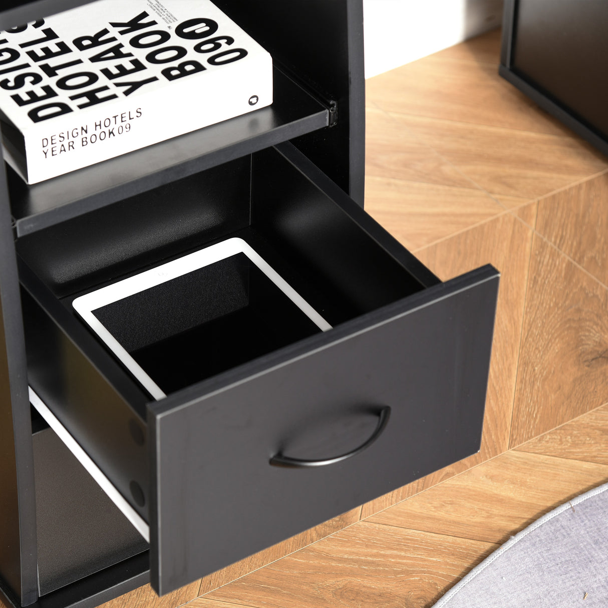 easycomfort easycomfort scrivania in legno con cassetti mensola estraibile e ripiano rialzato nero