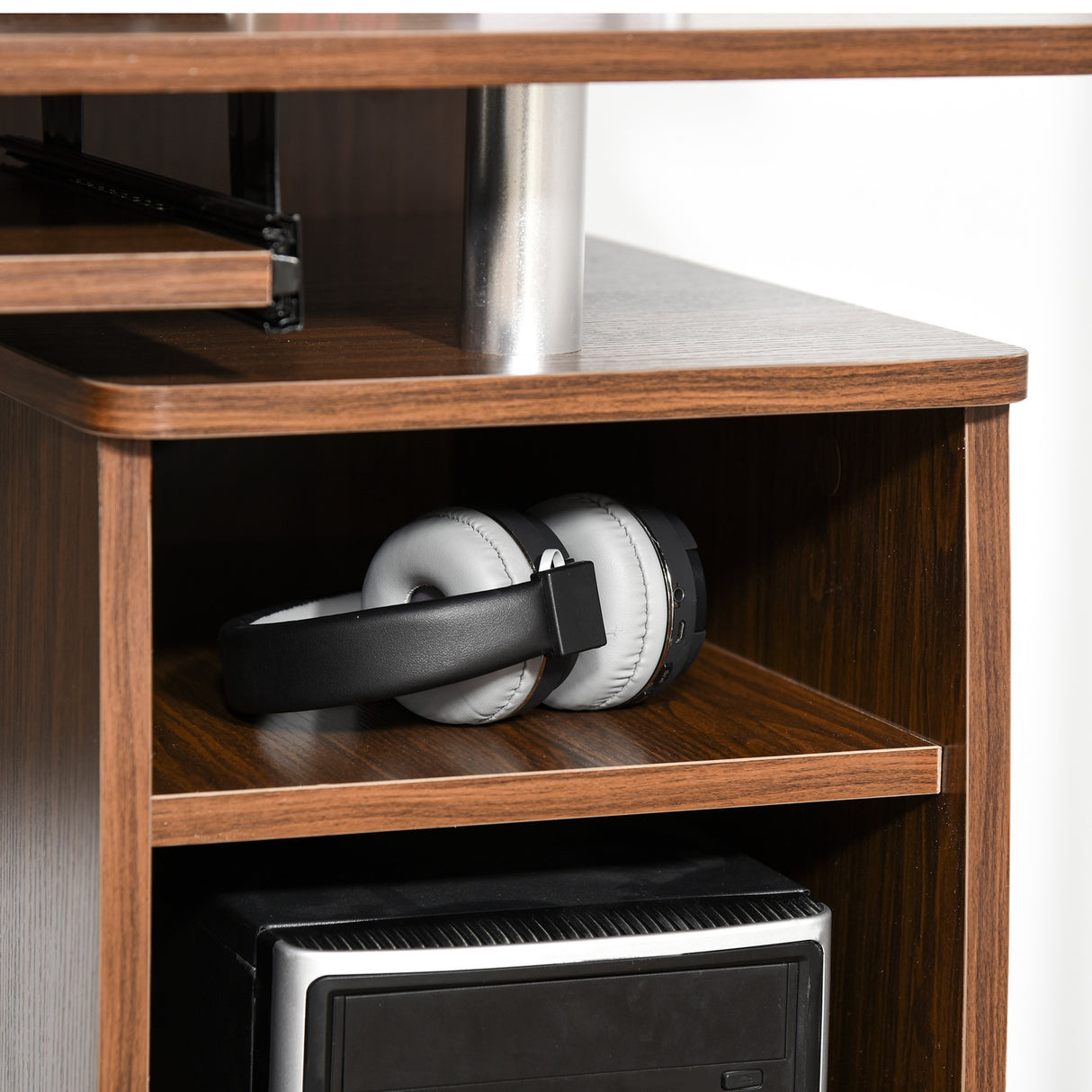 easycomfort easycomfort scrivania porta pc in legno con cassetti e porta tastiera casa e ufficio marrone noce ean 8054144132327