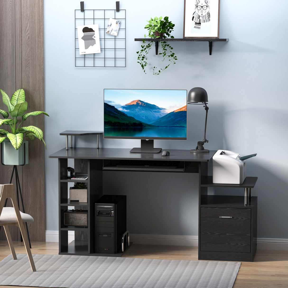 easycomfort easycomfort scrivania pc moderna con cassetti in legno nero per ufficio ean 8054144130231