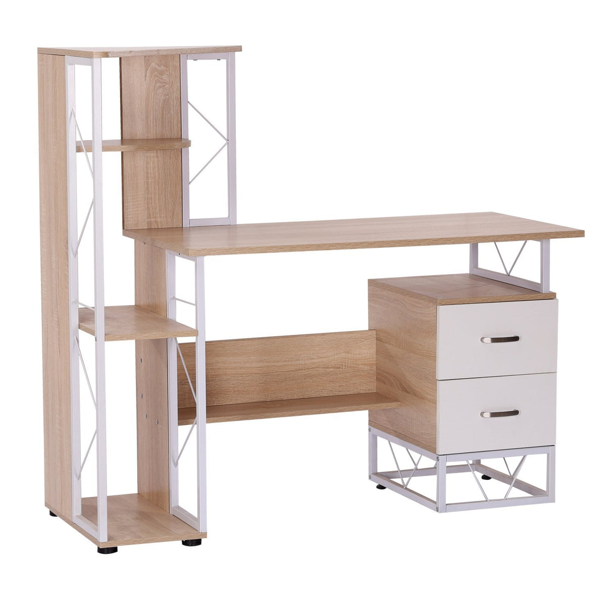 easycomfort easycomfort scrivania per computer ufficio porta pc con scaffale 133 x 55 x 123cm ean 8054144130477