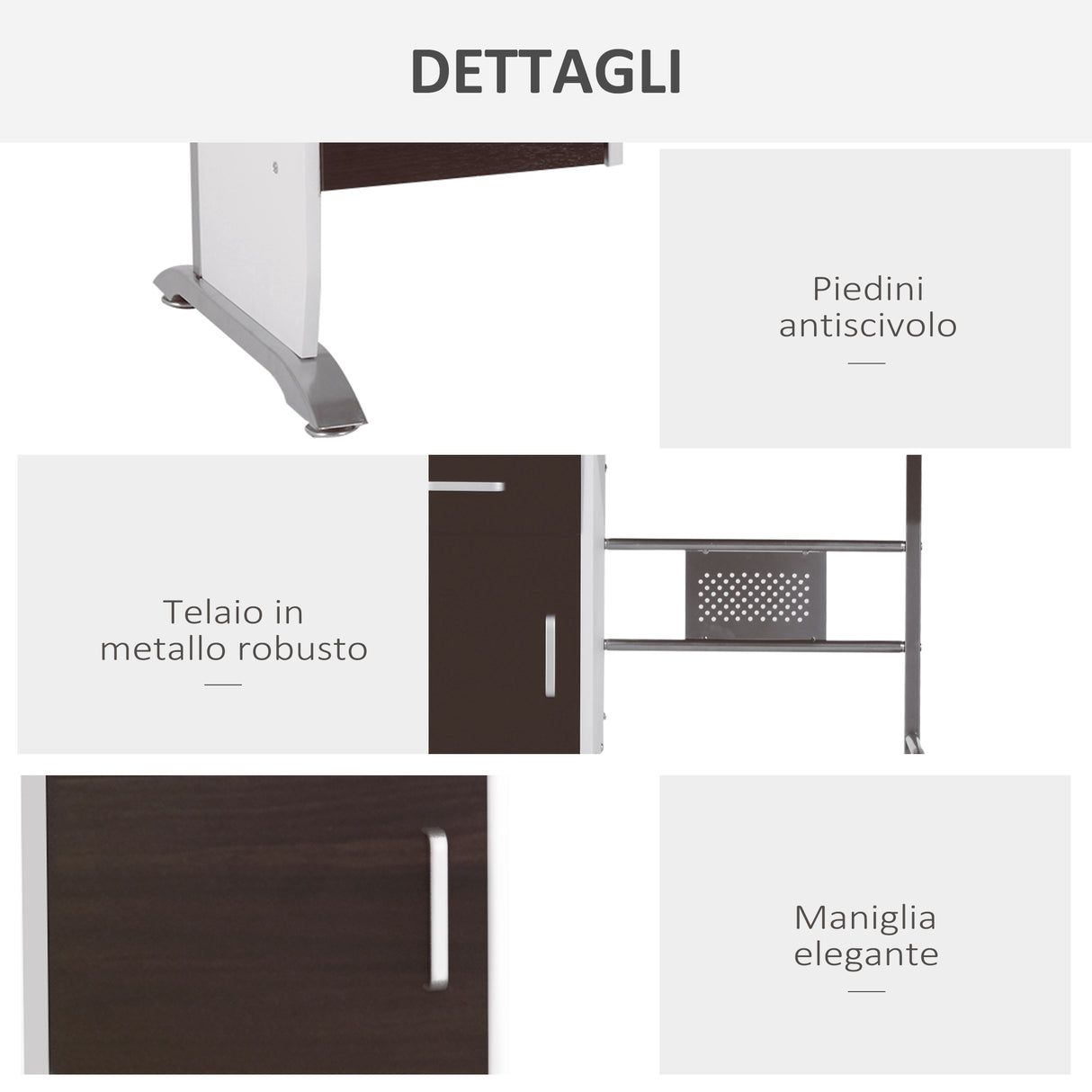 easycomfort easycomfort scrivania porta pc da ufficio con cassetti in legno 100x52x75cm colore noce ean 8054144131955