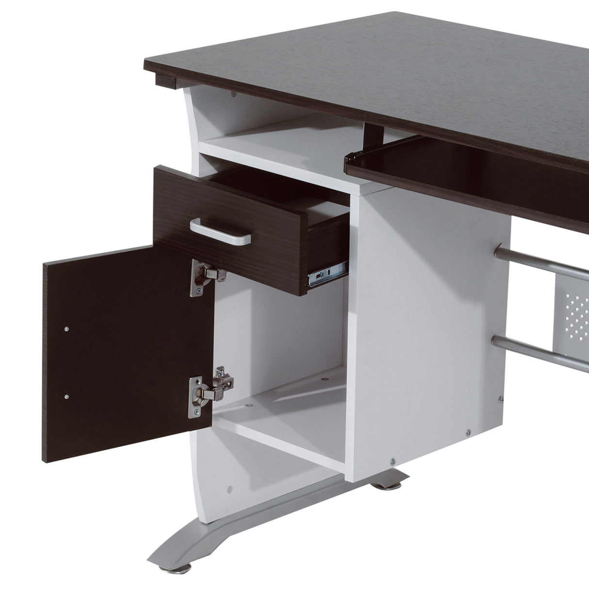 easycomfort easycomfort scrivania porta pc da ufficio con cassetti in legno 100x52x75cm colore noce ean 8054144131955