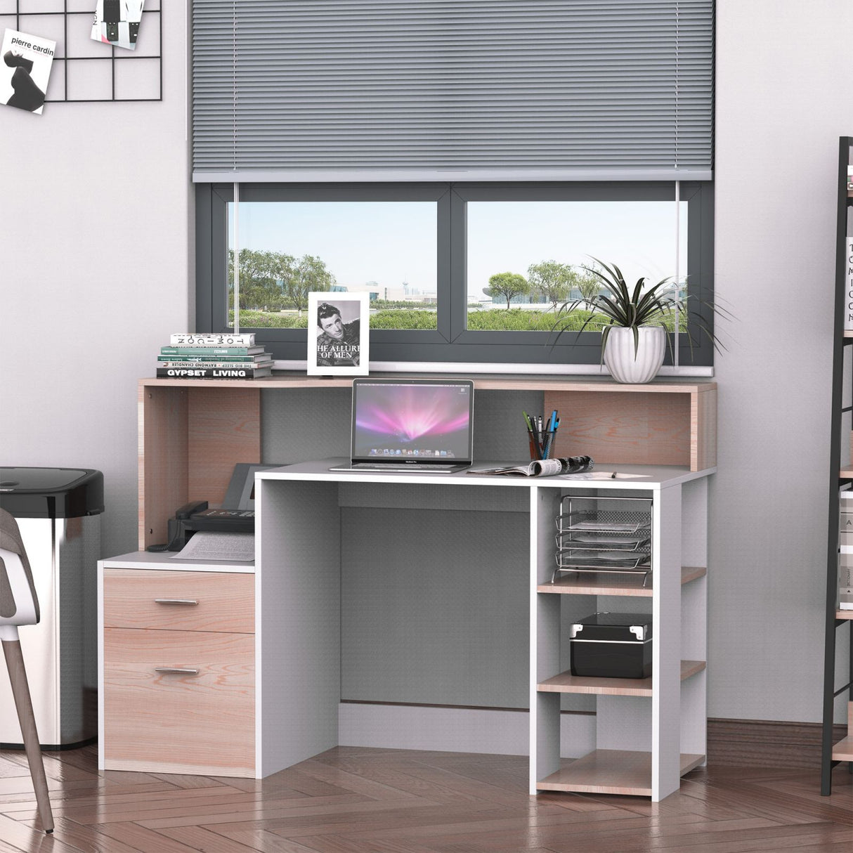 easycomfort easycomfort moderna scrivania per computer con ripiani in legno mdf 137x55x92cm ean 8054111846738