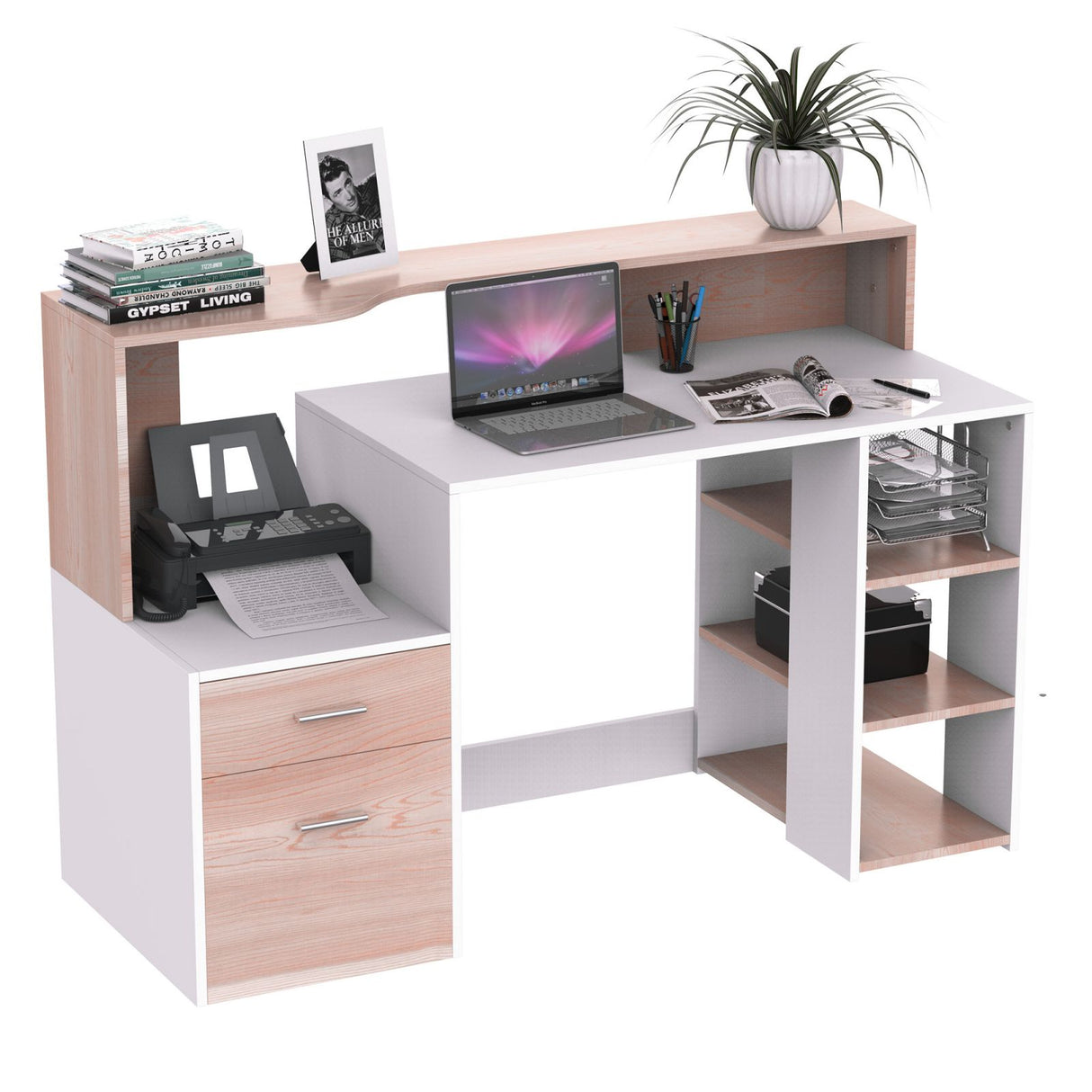 easycomfort easycomfort moderna scrivania per computer con ripiani in legno mdf 137x55x92cm ean 8054111846738