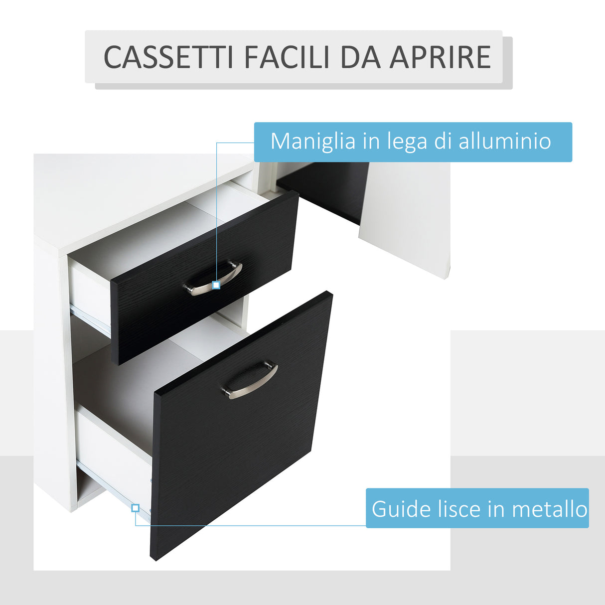 easycomfort easycomfort scrivania moderna per computer con ripiani in legno mdf bianco e nero 140x55x92cm ean 8054111847940