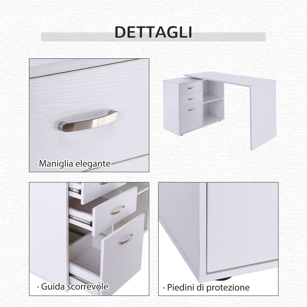 easycomfort easycomfort scrivania angolare per computer da ufficio con cassettiera bianca ean 8054111848404