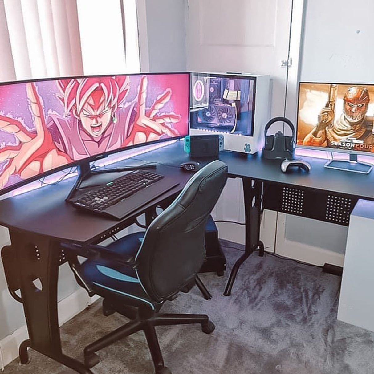 easycomfort easycomfort scrivania gaming angolare e salvaspazio con ripiano tastiera estraibile nera ean 8054111848558