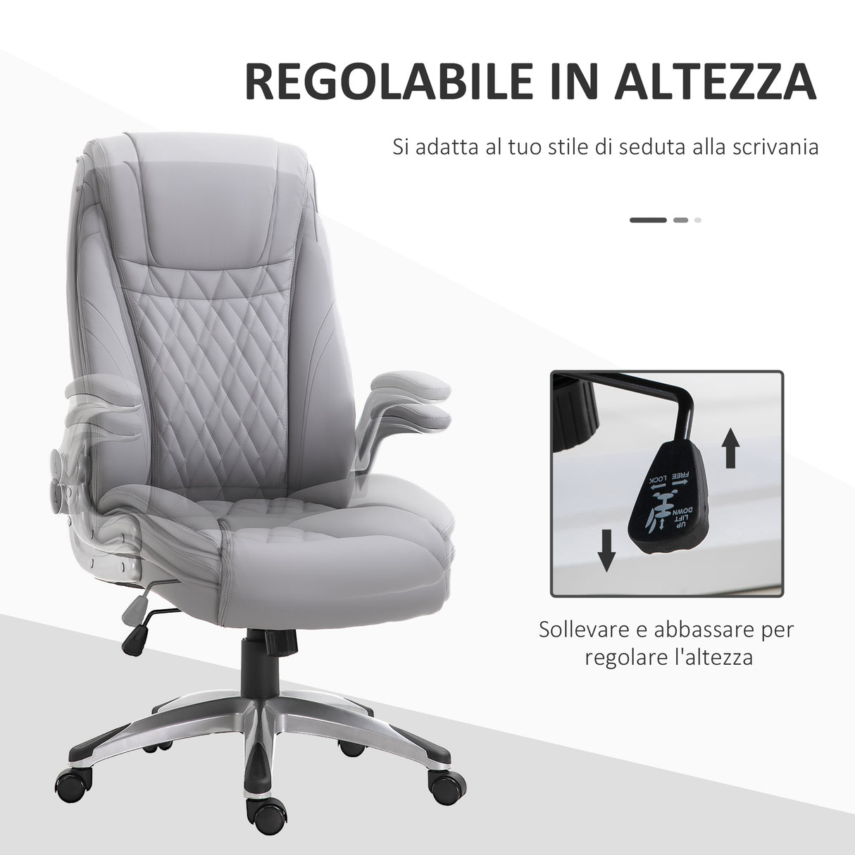 easycomfort easycomfort sedia da ufficio ergonomica con imbottitura altezza regolabile e 5 ruote 69 5x76x113 121 cm grigio
